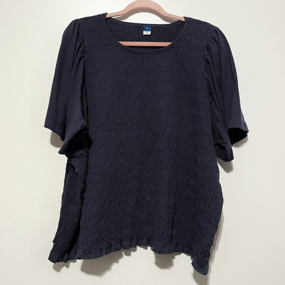 Old Navy Lot 2 Womens Smocked Blouses 3X Pink Navy Flutter Sleeve Romantic - Picture 11 of 11